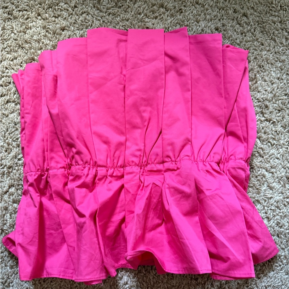 Vibrant Pink Women's Shirt Top Strapless Ruffle NWT